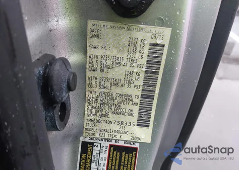 2013 Nissan Frontier S z USA, uszkodzony, nr VIN 1N6BD0CT4DN758335